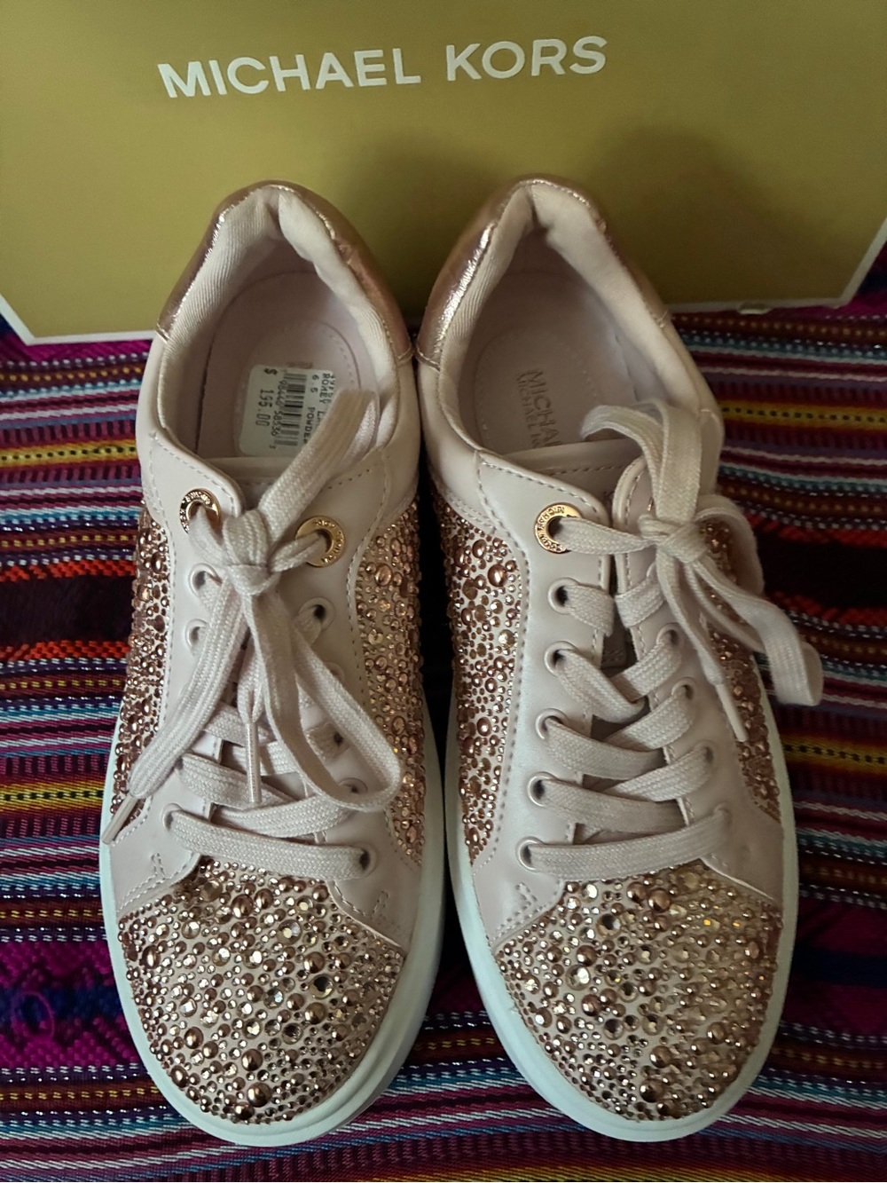 Michael Kors Pink Rose Gold Crystal Platform Sneakers - Picture 6 of 9